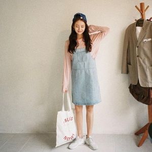 ***FREE SHIPPING*** Bundle: Cherrykoko Denim Overall dress and Long Sleeve Shirt